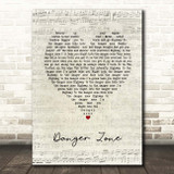 Kenny Loggins Danger Zone Script Heart Song Lyric Print