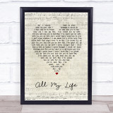 Linda Ronstadt All My Life Script Heart Song Lyric Print
