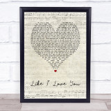 Lost Frequencies Like I Love You Script Heart Song Lyric Print