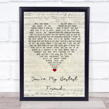 Mac Davis You're My Bestest Friend Script Heart Song Lyric Print
