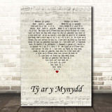 Maharishi T? ar y Mynydd Script Heart Song Lyric Print