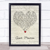 Marian Anderson Ave Maria Script Heart Song Lyric Print