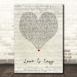 McFly Love Is Easy Script Heart Song Lyric Print