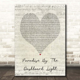 Meat Loaf Paradise By The Dashboard Light Script Heart Song Lyric Print