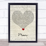Meghan Trainor Mom Script Heart Song Lyric Print