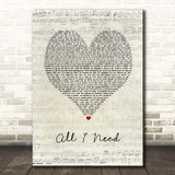 Method Man ft. Mary J. Blige All I Need Script Heart Song Lyric Print