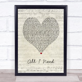 Method Man ft. Mary J. Blige All I Need Script Heart Song Lyric Print