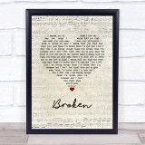 Seether Broken Script Heart Song Lyric Wall Art Print
