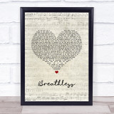 Shayne Ward Breathless Script Heart Song Lyric Wall Art Print