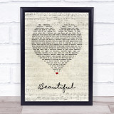 Bazzi Beautiful Script Heart Song Lyric Wall Art Print