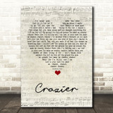 Taylor Swift Crazier Script Heart Song Lyric Wall Art Print