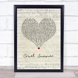 Taylor Swift Cruel Summer Script Heart Song Lyric Wall Art Print