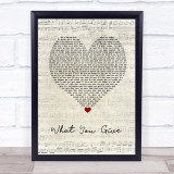 Tesla What You Give Script Heart Song Lyric Wall Art Print