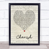 The Association Cherish Script Heart Song Lyric Wall Art Print