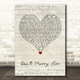 The Beautiful South Don't Marry Her Script Heart Song Lyric Wall Art Print