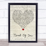 The Exies Tired Of You Script Heart Song Lyric Wall Art Print