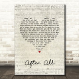 The Frank and Walters After All Script Heart Song Lyric Wall Art Print