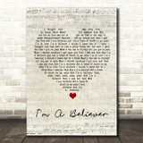 The Monkees I'm A Believer Script Heart Song Lyric Wall Art Print