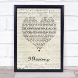 The National Oblivions Script Heart Song Lyric Wall Art Print