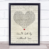 The Real Thing Cant Get by Without You Script Heart Song Lyric Wall Art Print