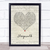 The Shires Sleepwalk Script Heart Song Lyric Wall Art Print