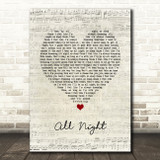 The Vamps All Night Script Heart Song Lyric Wall Art Print