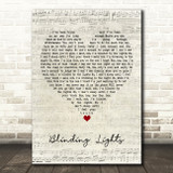 The Weeknd Blinding Lights Script Heart Song Lyric Wall Art Print