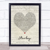 The Weeknd Starboy Script Heart Song Lyric Wall Art Print