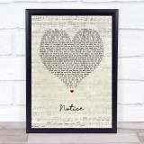 Thomas Rhett Notice Script Heart Song Lyric Wall Art Print