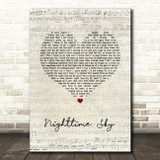 Tiger Army Nighttime Sky Script Heart Song Lyric Wall Art Print