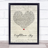 Tiger Army Nighttime Sky Script Heart Song Lyric Wall Art Print