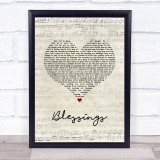 Tom Walker Blessings Script Heart Song Lyric Wall Art Print