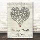 Tony Bennett The Very Thought Of You Script Heart Song Lyric Wall Art Print