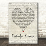 Tony Rich Nobody Knows Script Heart Song Lyric Wall Art Print