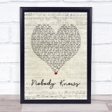 Tony Rich Nobody Knows Script Heart Song Lyric Wall Art Print