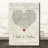 Billy Currington I Got A Feelin Script Heart Song Lyric Wall Art Print