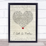Billy Currington I Got A Feelin Script Heart Song Lyric Wall Art Print