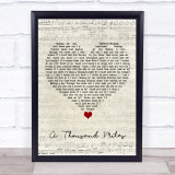 Vanessa Carlton A Thousand Miles Script Heart Song Lyric Wall Art Print