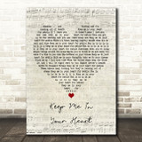 Warren Zevon Keep Me In Your Heart Script Heart Song Lyric Wall Art Print