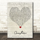 Blake Shelton Austin Script Heart Song Lyric Wall Art Print