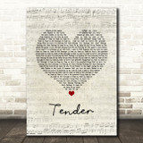 Blur Tender Script Heart Song Lyric Wall Art Print