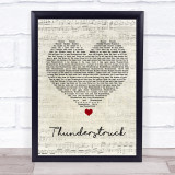 AC DC Thunderstruck Script Heart Song Lyric Wall Art Print