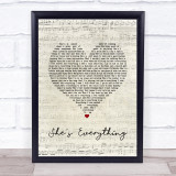 Brad Paisley She's Everything Script Heart Song Lyric Wall Art Print