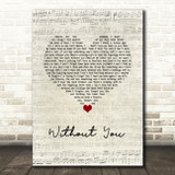 Breaking Benjamin Without You Script Heart Song Lyric Wall Art Print