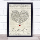 Celine Dion I Surrender Script Heart Song Lyric Wall Art Print