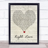 Chris Brown Right Here Script Heart Song Lyric Wall Art Print