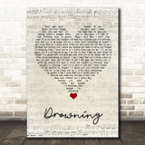 Chris Young Drowning Script Heart Song Lyric Wall Art Print