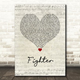 Christina Aguilera Fighter Script Heart Song Lyric Wall Art Print