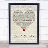 Default Count On Me Script Heart Song Lyric Wall Art Print