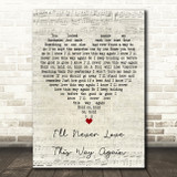 Dionne Warwick I'll Never Love This Way Again Script Heart Song Lyric Wall Art Print